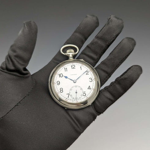Reloj de bolsillo Longines antiguo de alrededor de 1921, chapado en plata, esfera abierta, en buen estado de funcionamiento