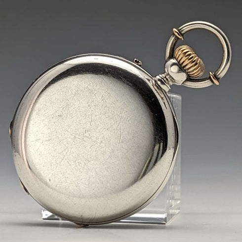 Antique unsigned pocket watch made in France, silver side open face, works well