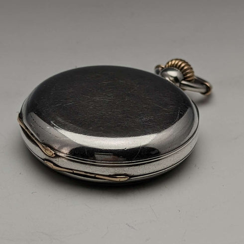 Antique unsigned pocket watch made in France, silver side open face, works well