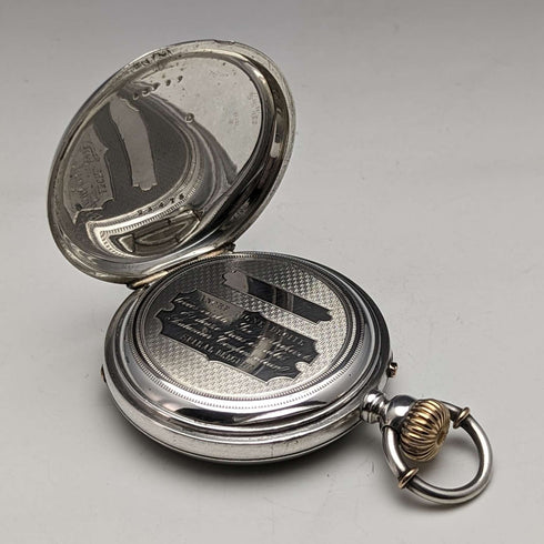 Antique unsigned pocket watch made in France, silver side open face, works well