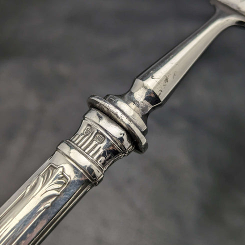 Cubiertos de servir antiguos alemanes de principios del siglo XX, mango de plata 800
