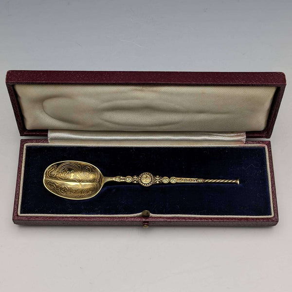 Cuchara de unción de plata esterlina, vintage británico, 1936, Barker Brothers