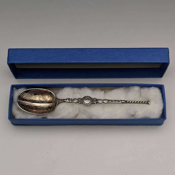 Cuchara de unción de plata esterlina, vintage británico de 1936, I S Greenberg
