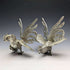 Pareja de figuras de gallo de peltre vintage británico