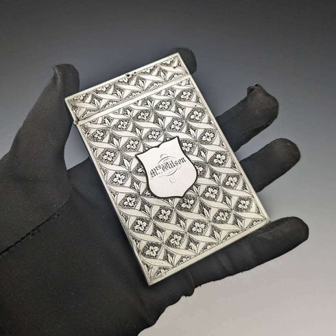 1830 British antique sterling silver card case Edinburgh JR