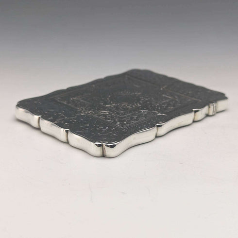 Estuche para tarjetas de plata esterlina, antiguo, británico, 1867, Robert Thornton