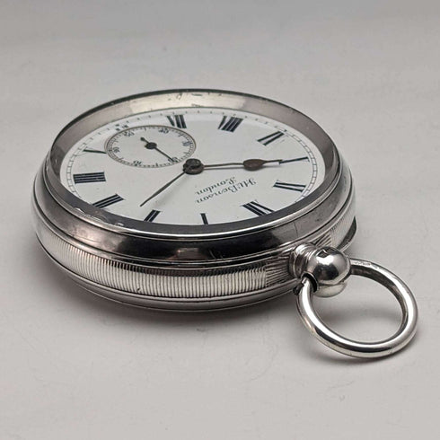 1898 British antique Benson LUDGATE silver side key winding pocket watch works well