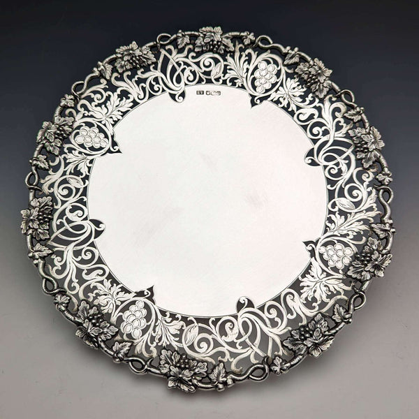 1950 British Vintage Sterling Silver Tazza Diameter 27cm 641g Viner's