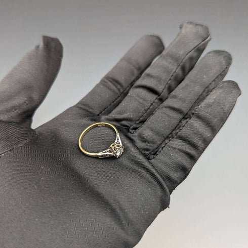 영국 빈티지 액세서리 18K 골드 반지 0.25ct 다이아몬드 H L Brown