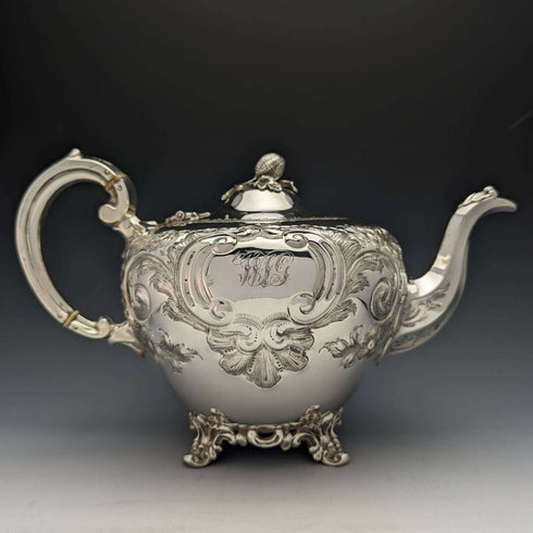 1840年代 英国古董镀银茶壶 654克 Roberts and Hall制
