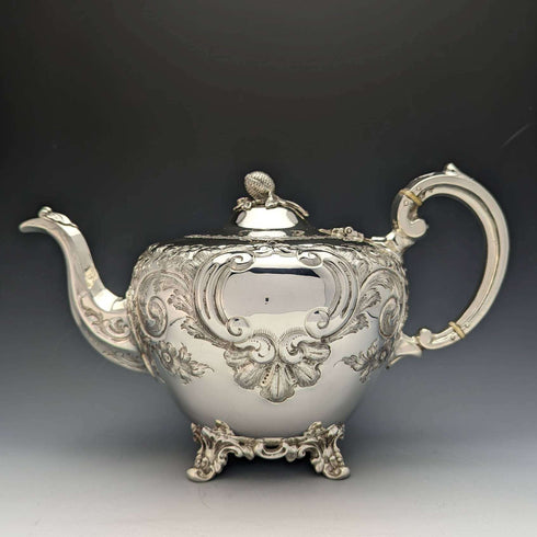 1840年代 英国古董镀银茶壶 654克 Roberts and Hall制