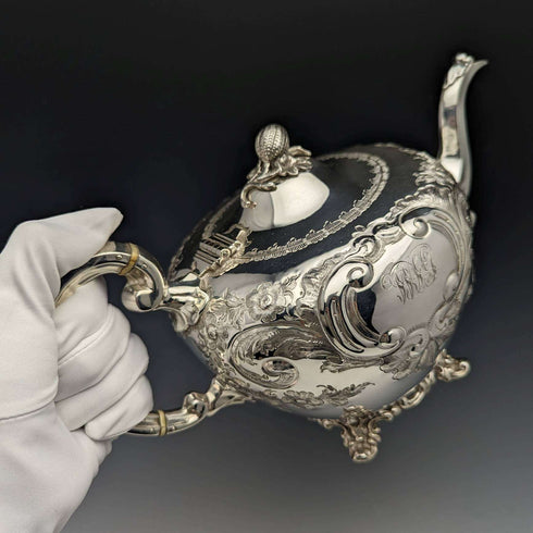 1840年代 英国古董镀银茶壶 654克 Roberts and Hall制