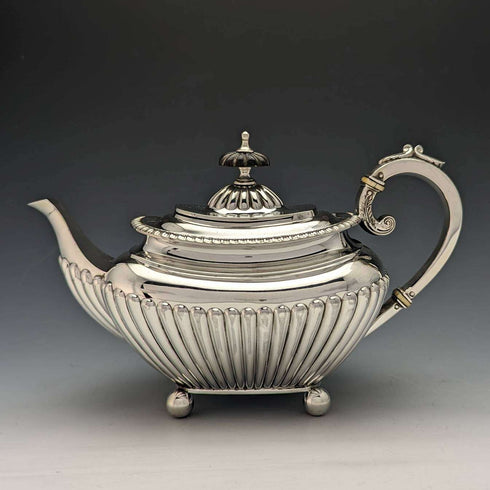 1897년 영국 앤티크 순은제 배첼러 티팟 373g James Dixon