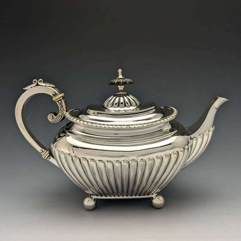 1897년 영국 앤티크 순은제 배첼러 티팟 373g James Dixon