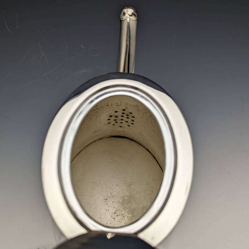 Tetera de plata antigua inglesa de la década de 1870, forma de tambor, chapada en plata, 669 g