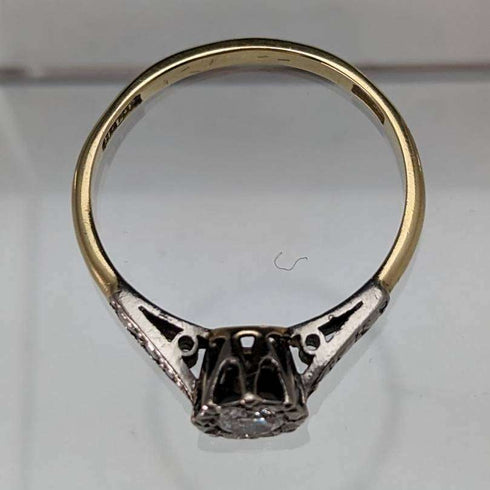 영국 빈티지 액세서리 18K 골드 반지 0.25ct 다이아몬드 H L Brown