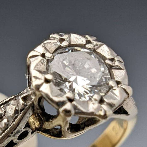 영국 빈티지 액세서리 18K 골드 반지 0.25ct 다이아몬드 H L Brown