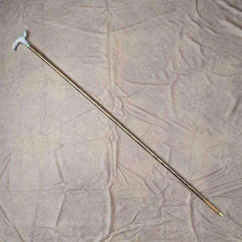 Bastón antiguo inglés para dama de 1902, mango Derby de plata de ley, 82 cm