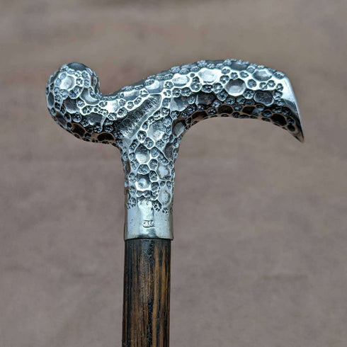 Bastón antiguo inglés para dama de 1902, mango Derby de plata de ley, 82 cm