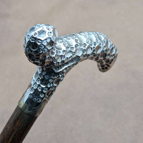 Bastón antiguo inglés para dama de 1902, mango Derby de plata de ley, 82 cm