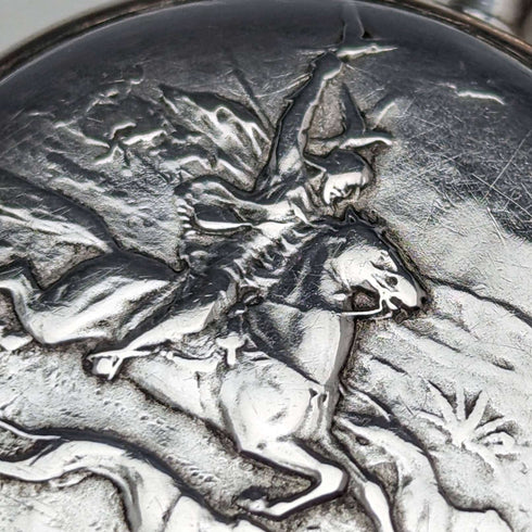 1925 年左右復古浪琴懷錶銀面刻馬獵人錶殼做工很好