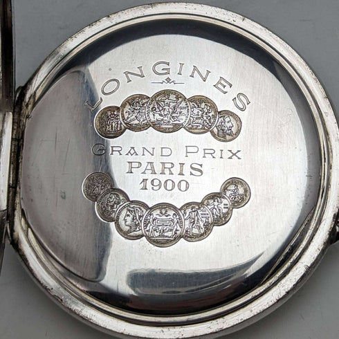 1905年頃 アンティーク ロンジン 懐中時計 エナメル装飾 銀側ケース 動作良好
