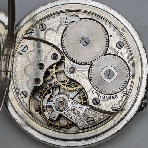 1905年頃 アンティーク ロンジン 懐中時計 エナメル装飾 銀側ケース 動作良好