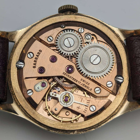 Reloj de caballero vintage británico de 1954, marca Garrard, caja de oro macizo de 9 quilates, en buen estado de funcionamiento