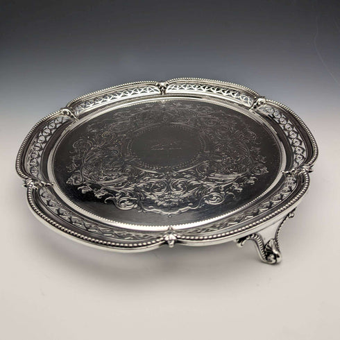 1870년 영국 앤티크 순은제 살바 직경 26cm 523g Henry Holland
