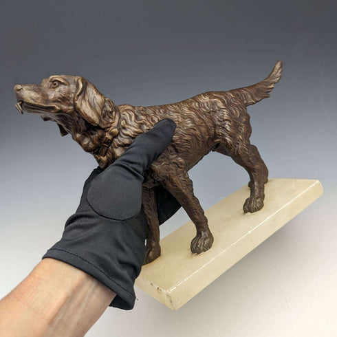 法式古董犬型怀表支架 大理石底座展示架