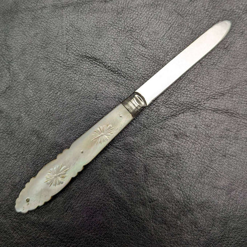 1912년 영국 앤틱 자개 핸들 순은 블레이드 접이식 펜나이프