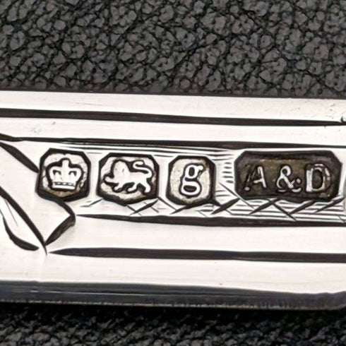 1924 British Antique White Pearl Shell Handle Pure Silver Engraved Blade Folding Pen Knife