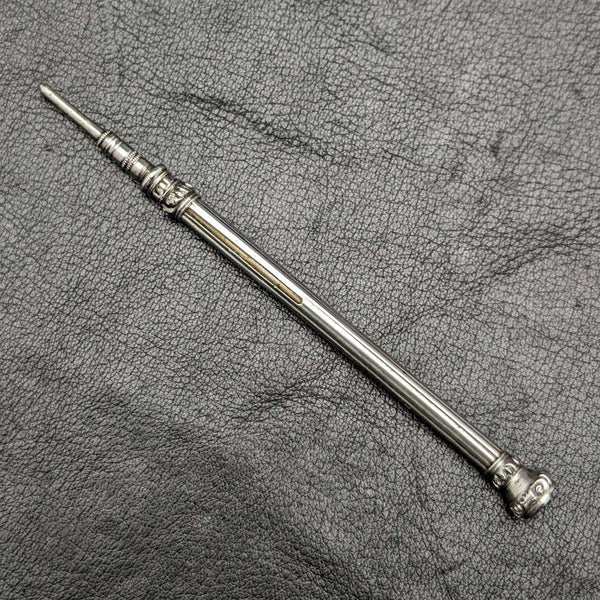 约1880年 古董纯银自动铅笔 伸缩式77-100mm 带凹雕