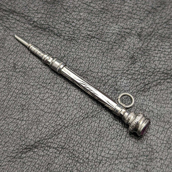 1908年 英国古董 纯银制自动铅笔 超小型 伸缩式40-55mm 魔术铅笔