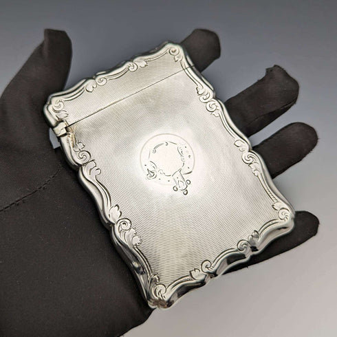 1855年 英国アンティーク 純銀製カードケース 55g Nathaniel Mills