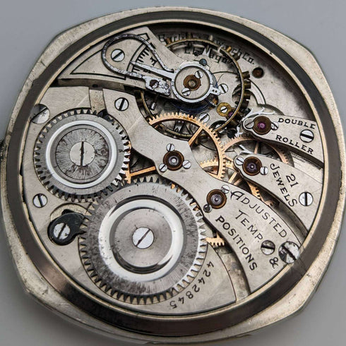 Reloj de bolsillo antiguo Illinois Burlington de 1923, caja chapada en oro, 21 rubíes, en buen estado de funcionamiento