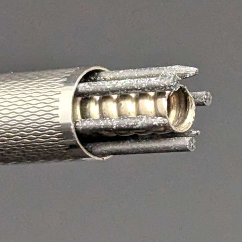 Lápiz mecánico vintage británico de 1959, marca Yard-O-Led, de plata esterlina, con estuche de cuero.