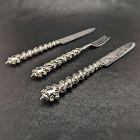 英國古董純銀手柄餐具(刀 x2 叉子 x1)MARTIN HALL