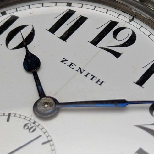 Reloj de bolsillo Zenith antiguo, alrededor de 1914, caja de aleación, en buen estado de funcionamiento