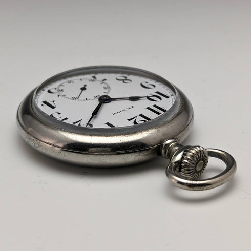 Reloj de bolsillo Zenith antiguo, alrededor de 1914, caja de aleación, en buen estado de funcionamiento