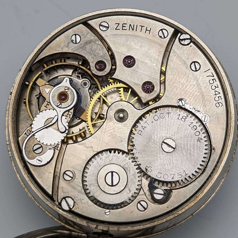 Reloj de bolsillo Zenith antiguo, alrededor de 1914, caja de aleación, en buen estado de funcionamiento
