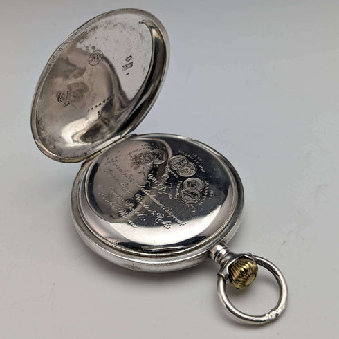 约1900年 古董欧米茄怀表 银质猎表壳 运行良好