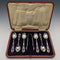 Juego de 6 cucharillas de té y pinzas para azúcar de plata esterlina, antigüedad británica de 1907, en estuche, James Dixon