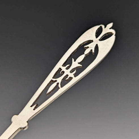 Juego de 6 cucharillas de té y pinzas para azúcar de plata esterlina, antigüedad británica de 1907, en estuche, James Dixon