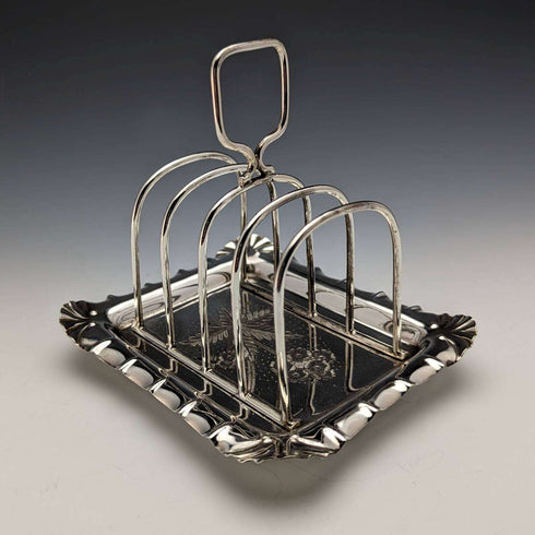 영국 앤틱 실버 플레이트제 꽃 조각 토스트 랙