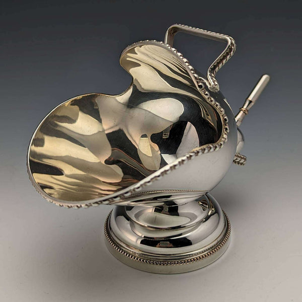 British vintage silver plate sugar bowl coal container design