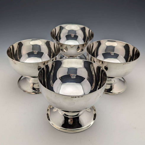 Set de 4 cuencos para helado de plata chapada vintage británica