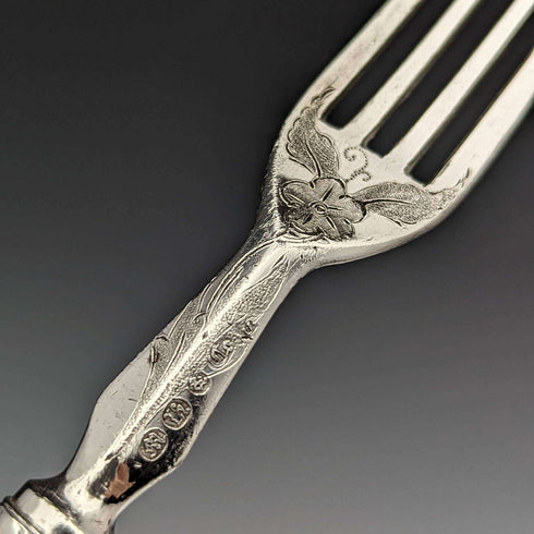 British Antique Solid Silver Handle Cutlery 6 Pair Set MARTIN HALL