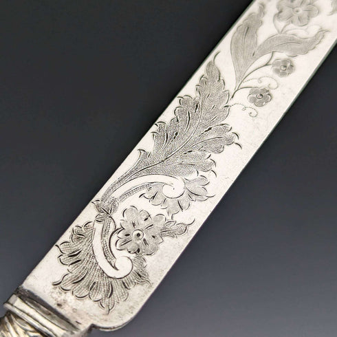 British Antique Solid Silver Handle Cutlery 6 Pair Set MARTIN HALL