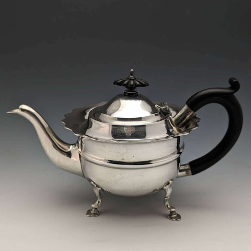 1905年 英国アンティーク 純銀(925シルバー) バチェラーティーポット3点セット 計500g Charles Boyton